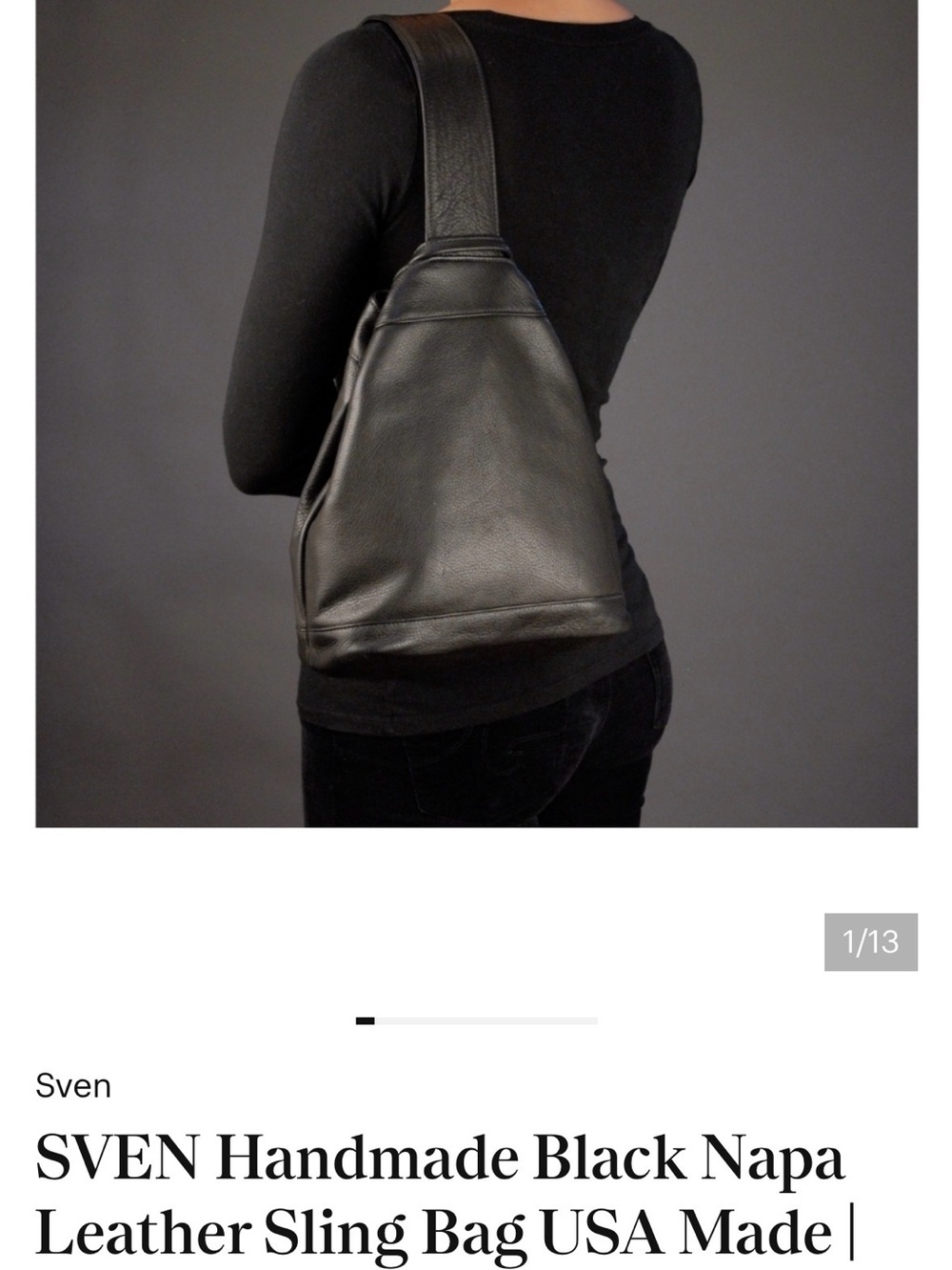 Vintage Sven Black Napa Leather Sling Bag with Strap